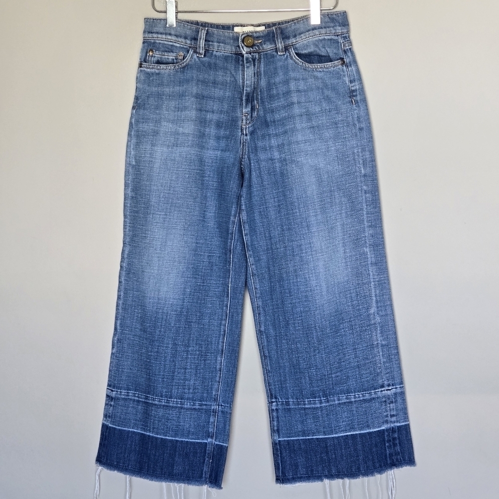Weekend MaxMara Wide-Leg Cropped Released Hem Denim Culottes Blue Jeans Size 6